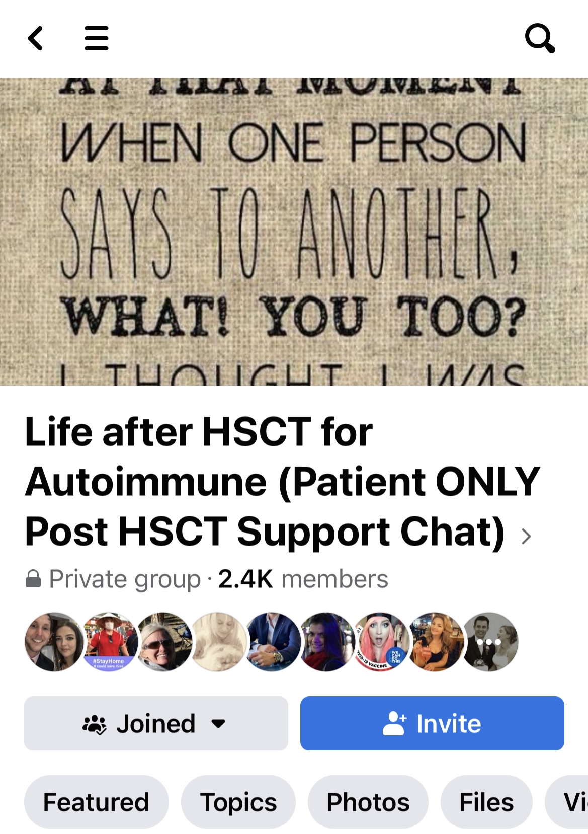 Life after HSCT FB group